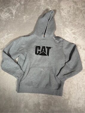 CAT Men's Gray Logo Hoodie - Heavyweight Pullover